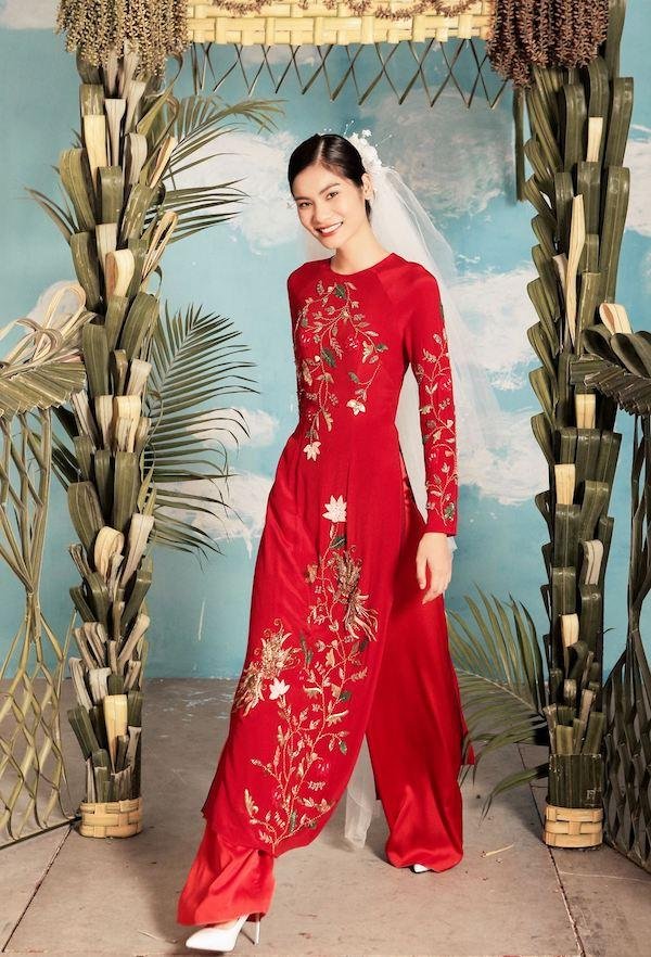 Áo dài cưới không cổ