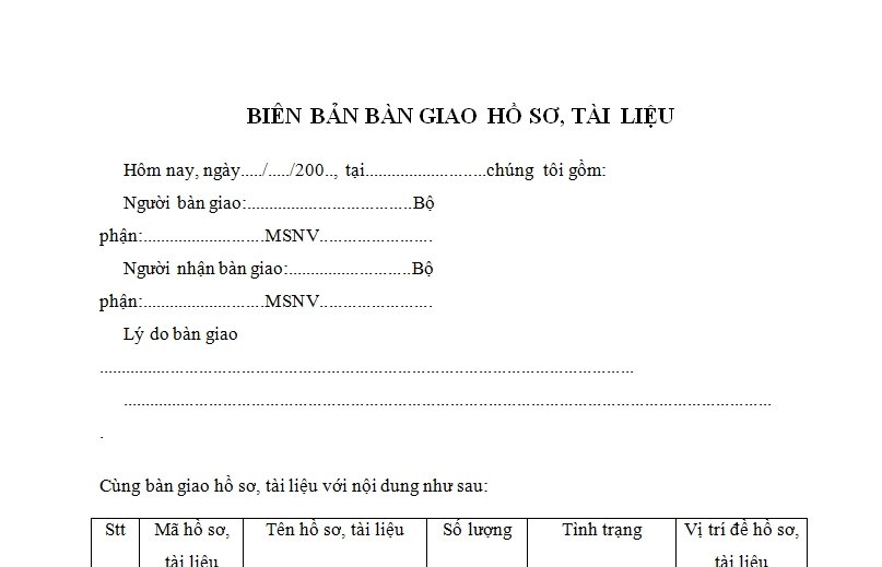 Mẫu biên bản