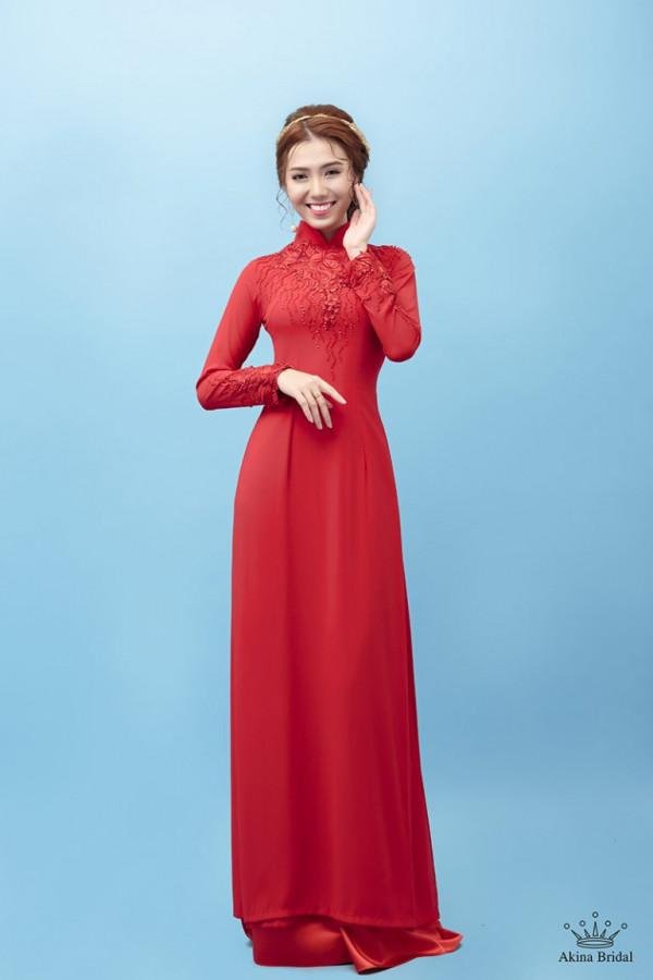 Áo dài cưới màu đỏ 8