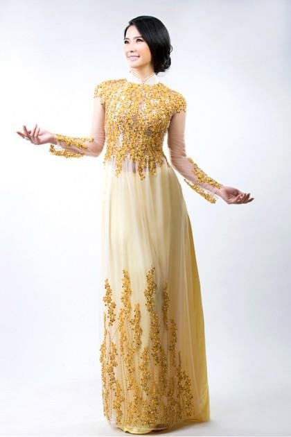 Áo dài cưới kết cườm