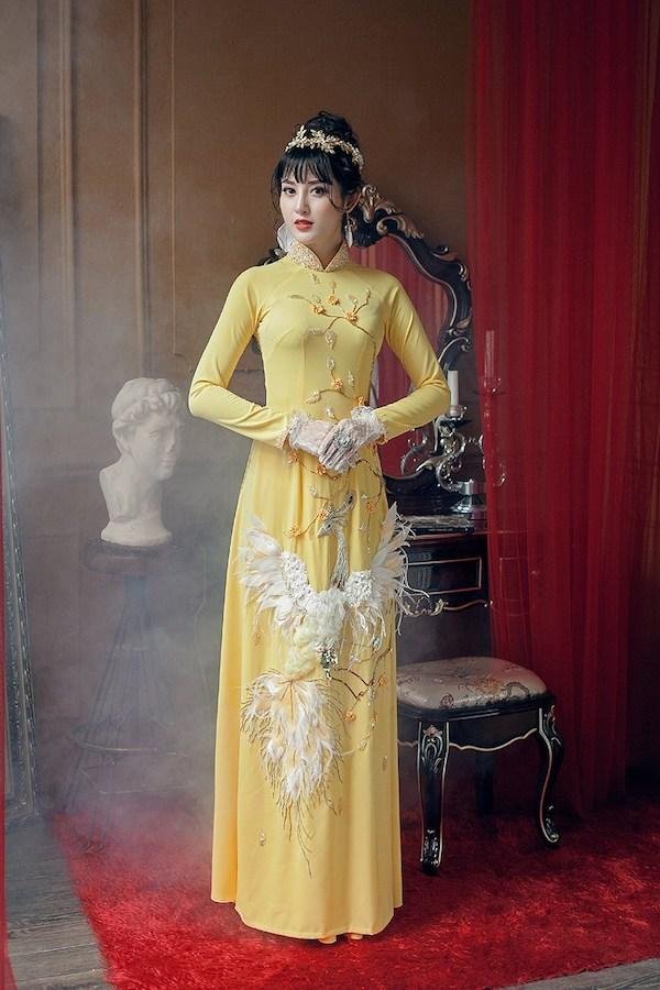 Áo dài cưới kết cườm