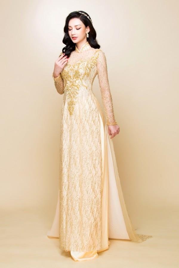 Áo dài cưới kết cườm