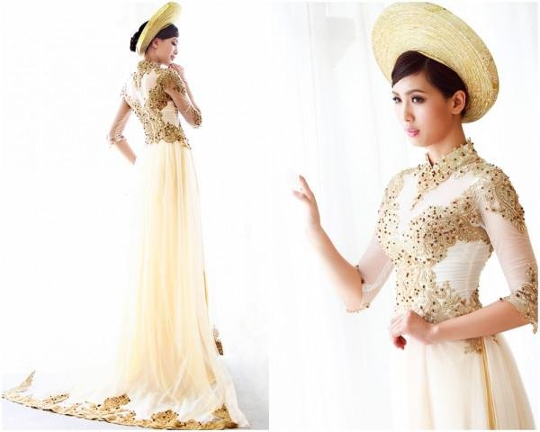 Áo dài cưới kết cườm