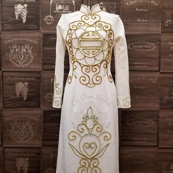 Áo dài cưới kết cườm