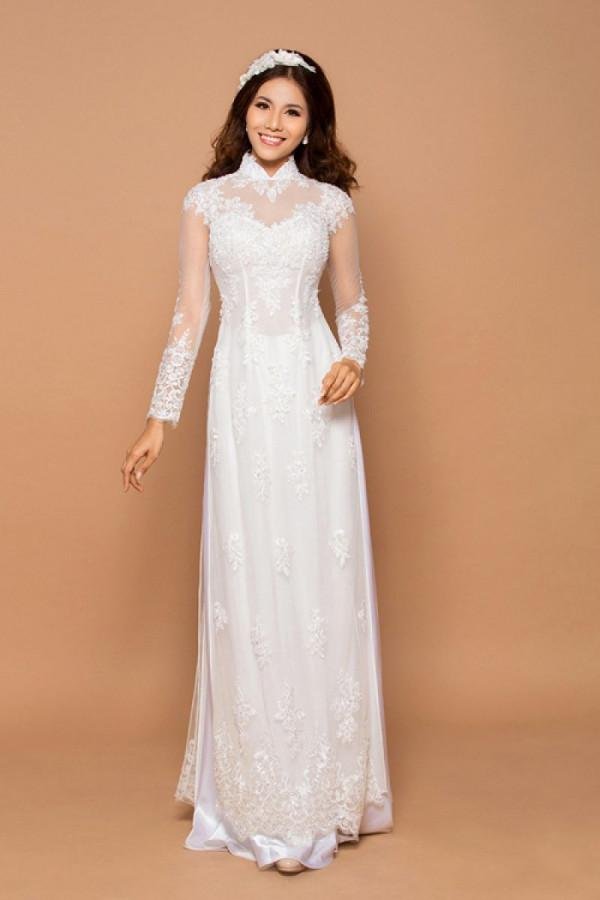 Áo dài cưới kết cườm